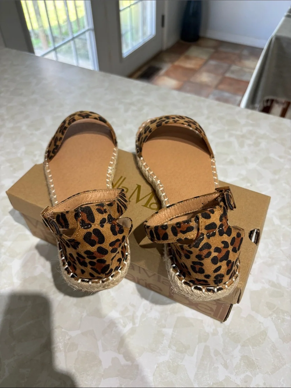 Leopard Print Ankle Strap Espadrille Sandals - Women
